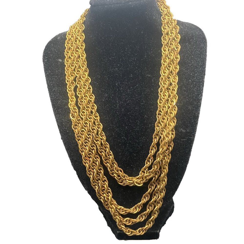 Vintage Antique Gold Tone Necklace Extra Long Rope 5mm Chain 96" Brassy LOOK - Picture 1 of 6